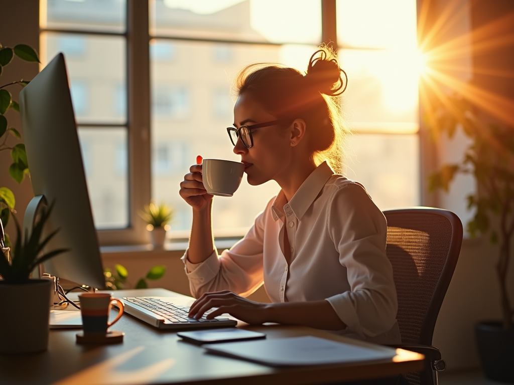 Woman using pc